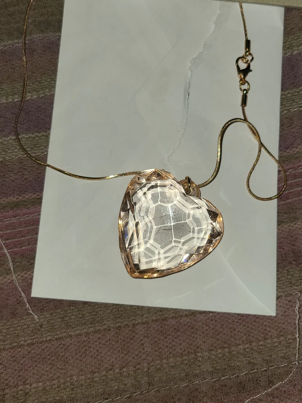 Urban Outfitters Rose Gold Heart Crystal Pendant Necklace